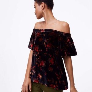 Loft Floral Burnout Velvet Off Shoulder Top